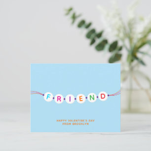 Friend cute friendship bracelet blue Valentine's Postcard