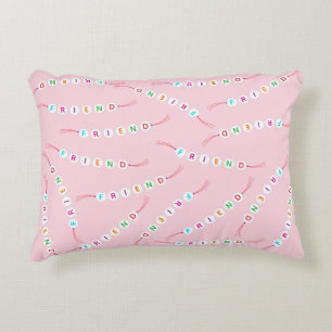 Friend cute friendship bracelet pattern light pink decorative cushion