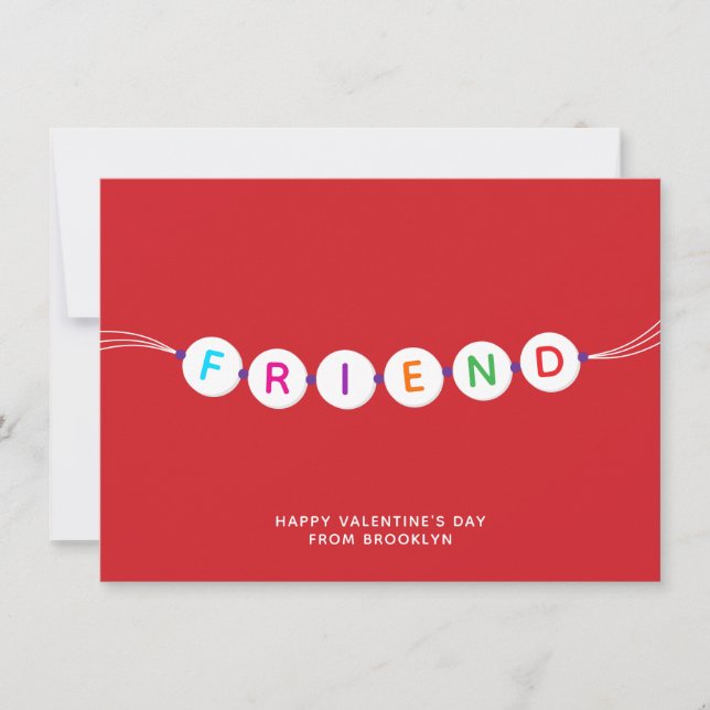 Friend cute friendship bracelet red Valentines Day Card (Front)