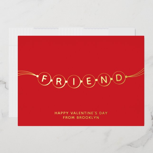 Friend cute friendship bracelet red Valentines Day Foil Holiday Card (Envelope)