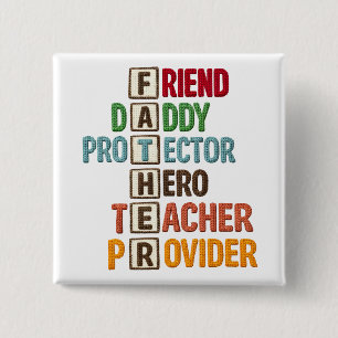 Friend Daddy Protector Hero Teacher Provider 15 Cm Square Badge