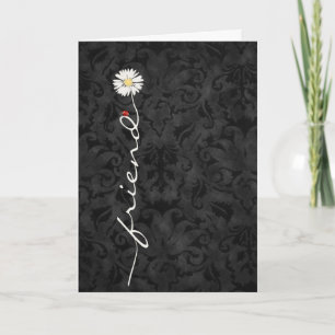 Friend Daisy and Ladybug Damask Card