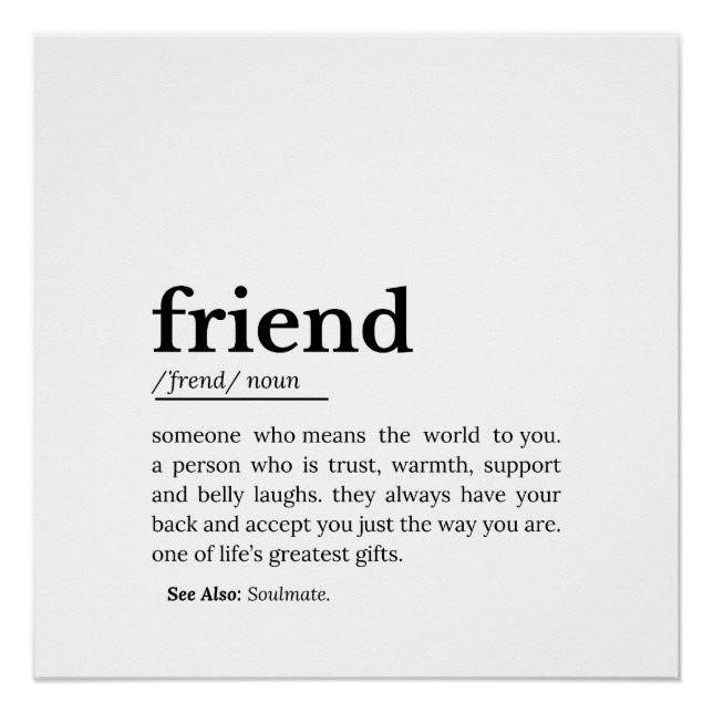Friend Definition – Heartfelt Meaning Poster (Front)