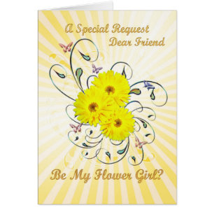 Friend, flowergirl invitation, yellow flowers