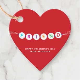 Friend friendship bracelet red Valentine's heart Favour Tags