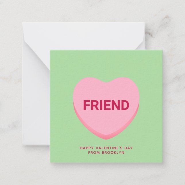 Friend green conversation heart Valentine's Day Card (Front)