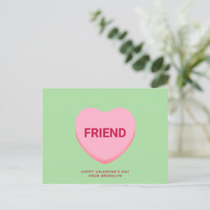 Friend green conversation heart Valentine's Day Postcard
