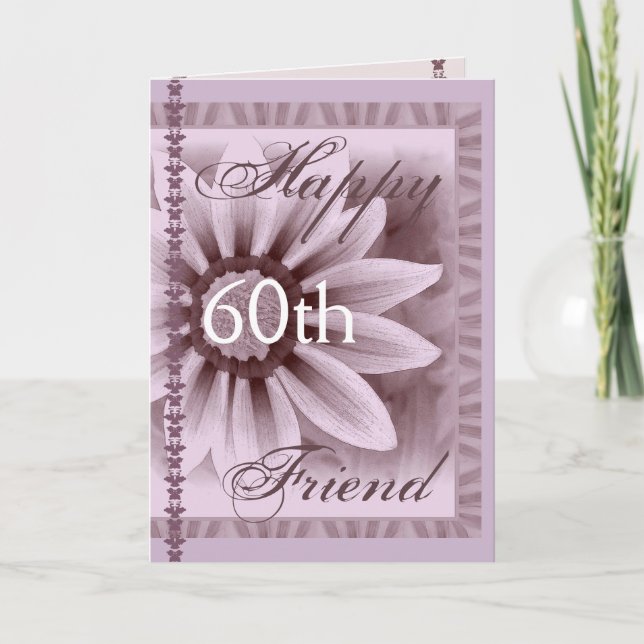 FRIEND  - Happy 60th Birthday - LAVENDER Flower Card (Front)