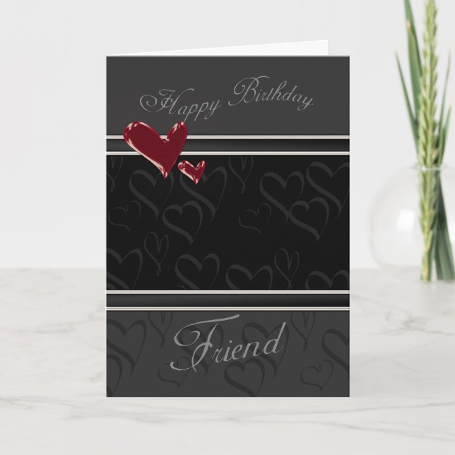 Friend Happy Birthday card for male with hearts (Front)