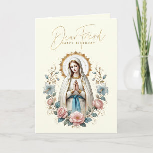 FRIEND Happy Birthday Floral Religious Thank You Card