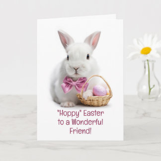 Friend Happy Easter Cute Bunny with Little Basket Card
