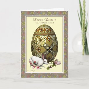 Friend Happy Easter - Egg and Bunny Holiday Card