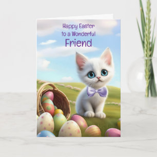 Friend Happy Easter Super Cute White Kitten Card