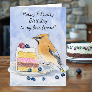 Friend Happy February Birthday Bird Card