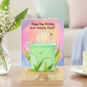 Friend Happy May Birthday Lily of Valley Card