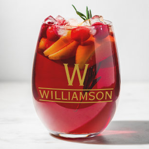 Friend Housewarming Gift Classic Personalised Name Stemless Wine Glass