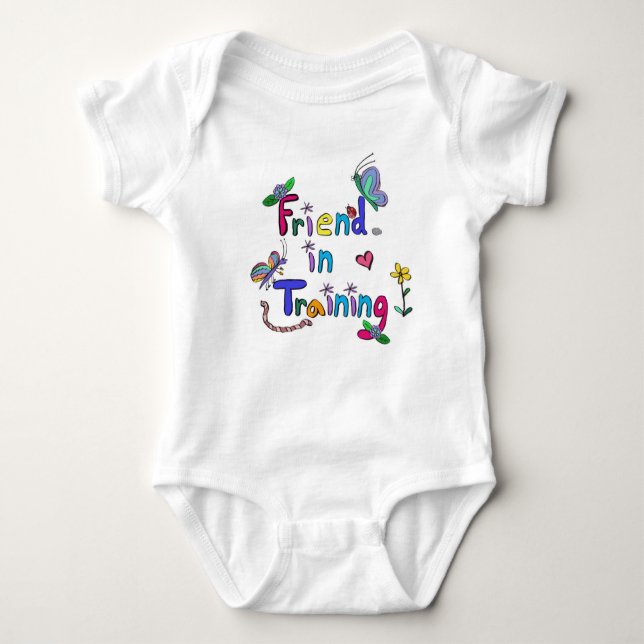 "Friend in Training" Vivid Colors Baby Bodysuit (Front)