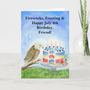 Friend July 4th Birthday Bald Eagle Patriotic Card