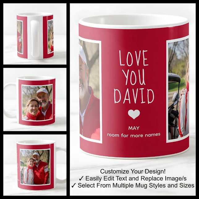 Friend Love You 2 Photos Modern Red C81 & White Coffee Mug (Creator Uploaded)