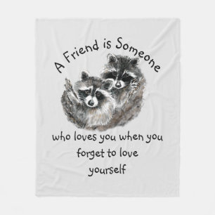 Friend Loves You Cute Raccoons Animal Art  Fleece Blanket