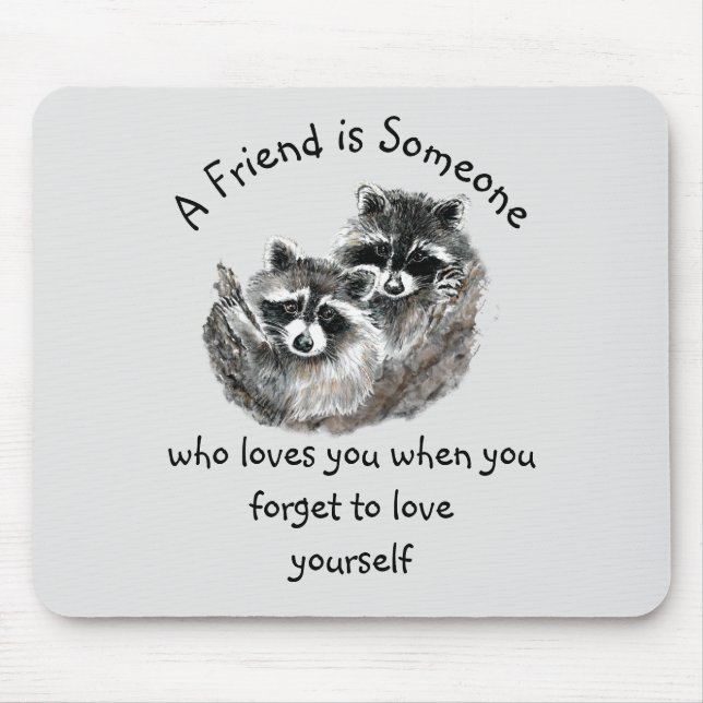 Friend Loves You Cute Raccoons Animal Art Mouse Pad (Front)