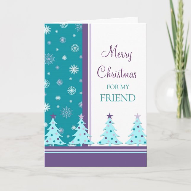 Friend Merry Christmas Card Christmas Trees (Front)