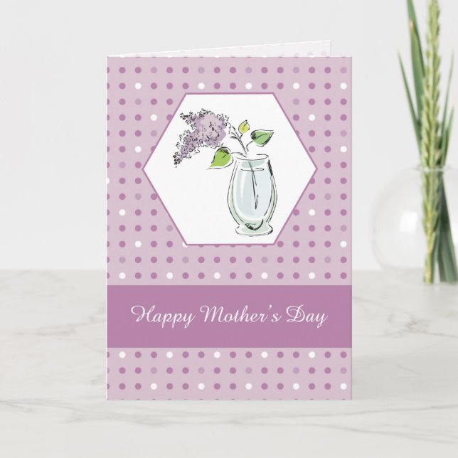 Friend Mothers Day Lilacs in Glass Vase Card (Front)