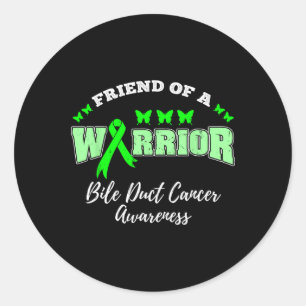 Friend Of A Warrior Bile Duct Cancer Awareness Classic Round Sticker