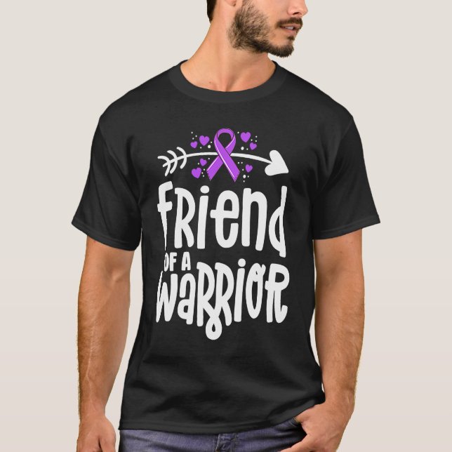 Friend Of A Warrior Purple Awareness Ribbon Epilep T-Shirt (Front)