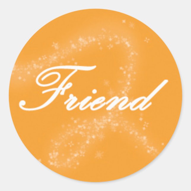 Friend on an Orange Background Classic Round Sticker (Front)