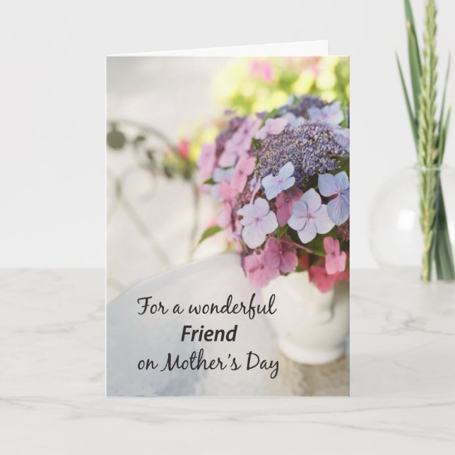 Friend on Mothers Day Flowers on Outdoor Table Card (Front)