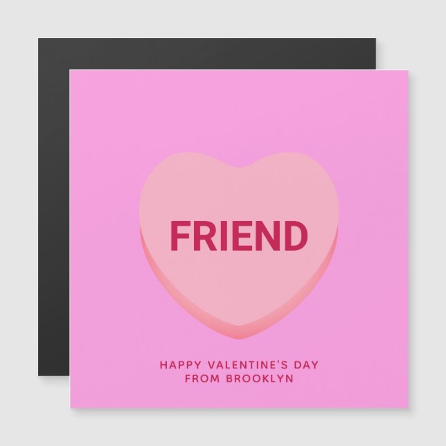 Friend pink conversation heart Valentine's card (Front/Back)