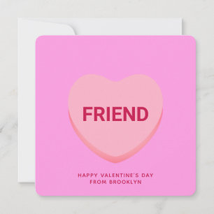 Friend pink conversation heart Valentine's card