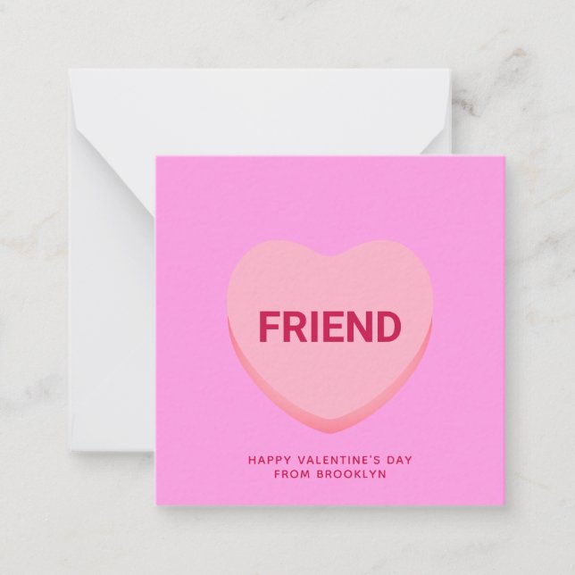 Friend pink conversation heart Valentine's Day Card (Front)