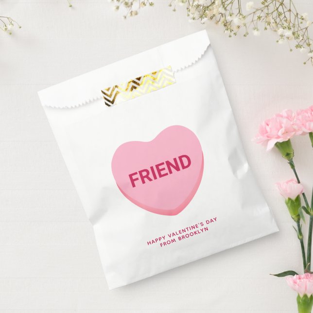 Friend pink conversation heart Valentine's Day Favour Bag (Sealed)