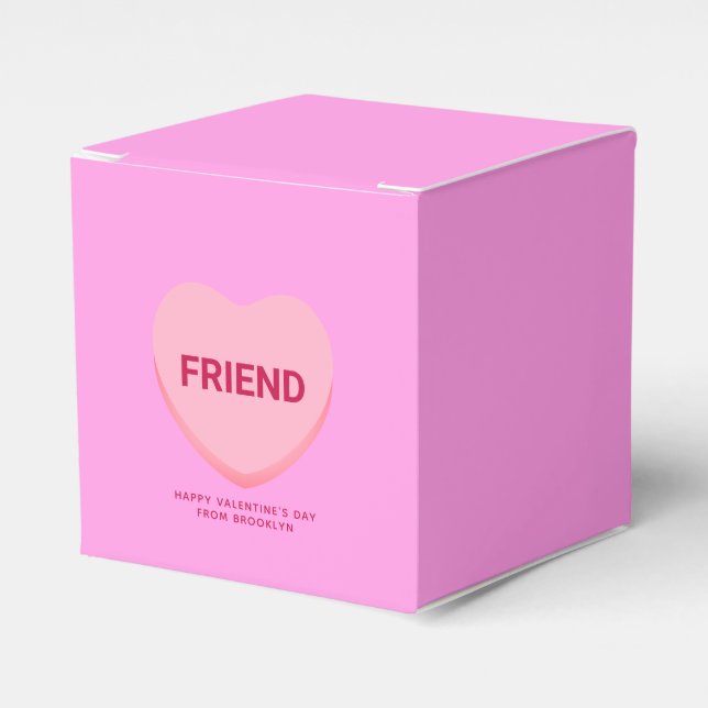 Friend pink conversation heart Valentine's Day Favour Box (Front Side)