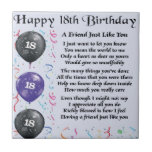 Friend Poem 18th Birthday Tile<br><div class="desc">A great gift for a special friend on their 18th birthday</div>