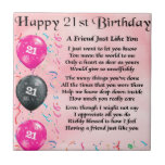 Friend poem - 21st Birthday Ceramic Tile<br><div class="desc">A great gift for a friend on their 21st birthday</div>