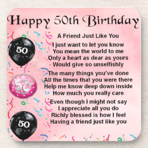Friend Poem - 50th Birthday Coaster