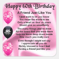 Friend poem - 60th Birthday
