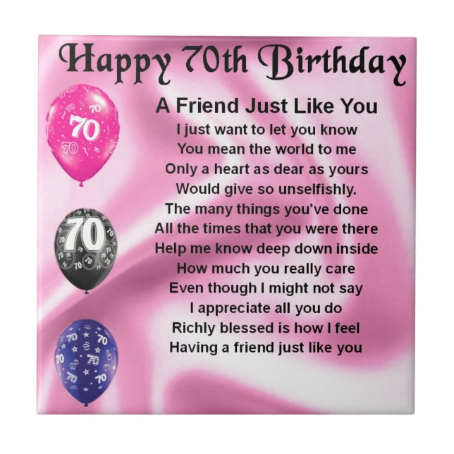Friend poem - 70th Birthday Tile (Front)