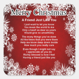Friend Poem - Christmas Design Square Sticker