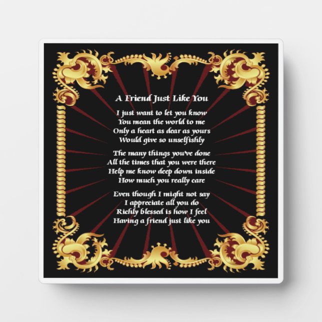 Friend Poem Plaque  - Black  Design (Front)