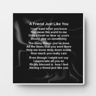 Friend Poem Plaque  -  Black Silk   Design