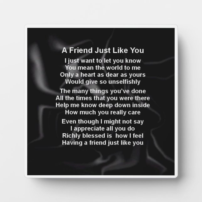 Friend Poem Plaque  -  Black Silk   Design (Front)