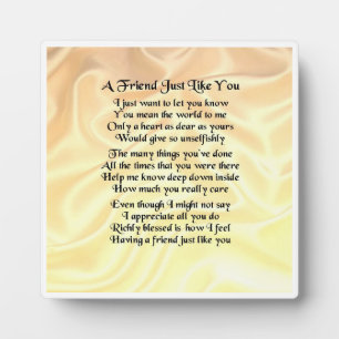 Friend Poem Plaque  -  Cream silk  Design