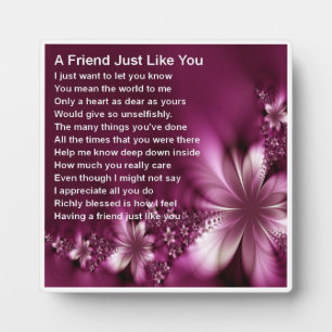 Friend Poem Plaque  -  Flowers  Design
