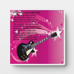Friend Poem Plaque  -  Guitar Pink  Design