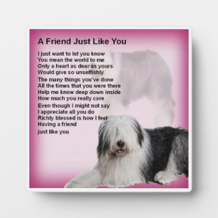 Friend Poem Plaque - Old English Sheepdog Design