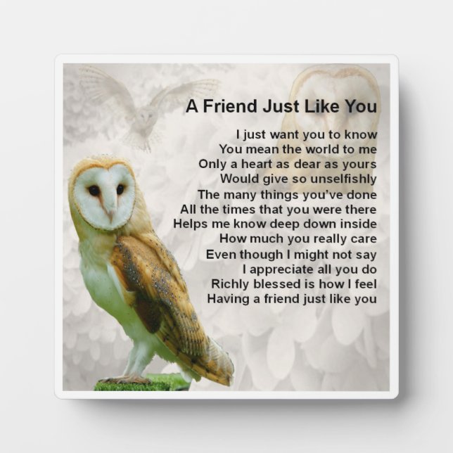 Friend Poem Plaque  -  Owl Design (Front)